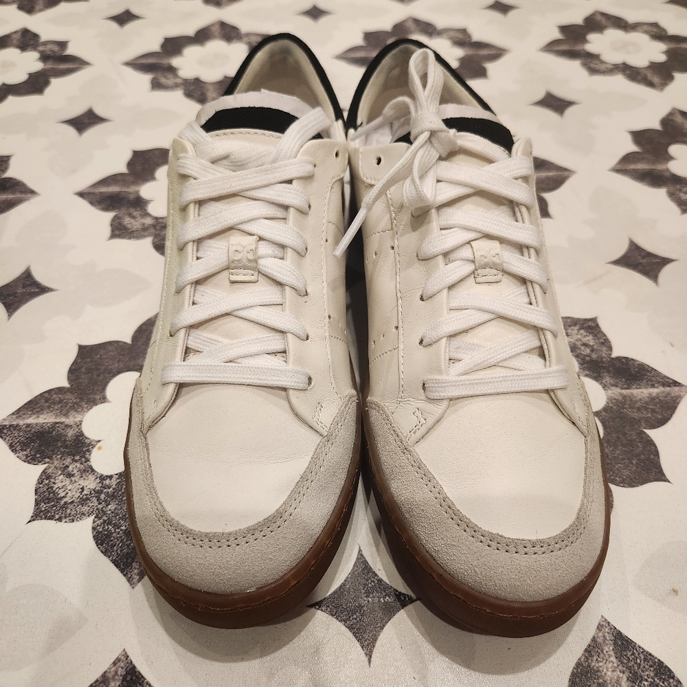 Sam Edelman Like New Josi White & Brown Leather Sneakers Size 7.5 - Picture 2 of 12